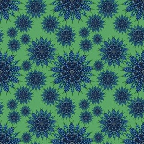 Blue Flower on Green Background