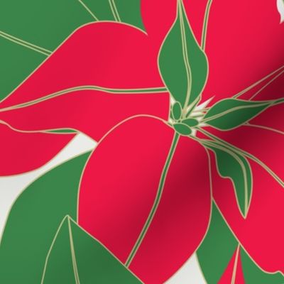 Hand Drawn Poinsettias, Bold Print