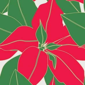 Hand Drawn Poinsettias, Bold Print