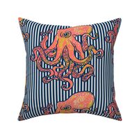 Octopus Nautical Blue Stripe Large 