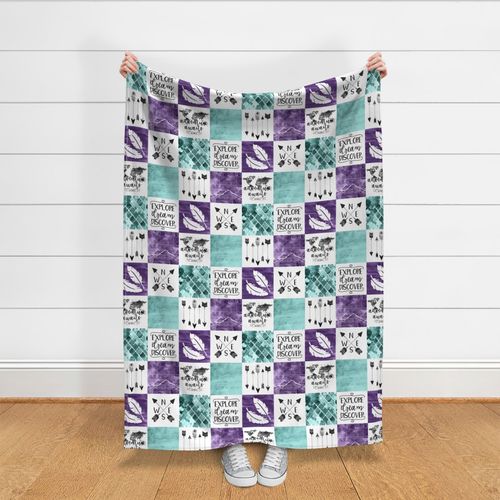 Adventure Awaits//Purple&Aqua - Wholecloth Cheater Quilt