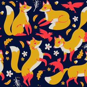 foxes and ravens in midnight  {large}