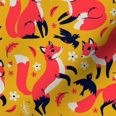 foxes and ravens in golden {small}