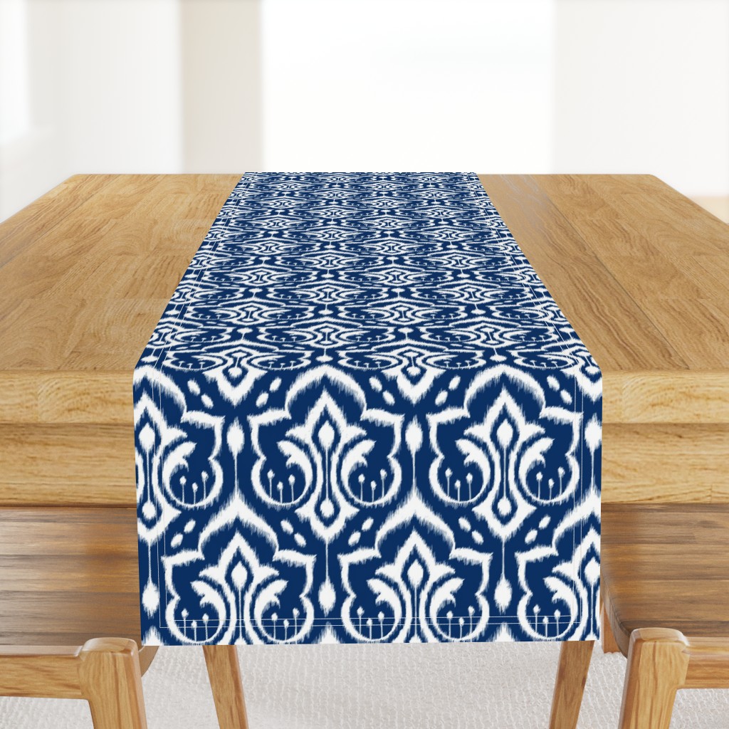 Ikat Damask - Midnight Navy