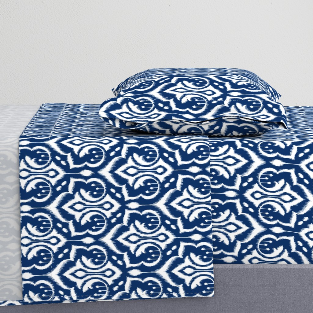 Ikat Damask - Midnight Navy