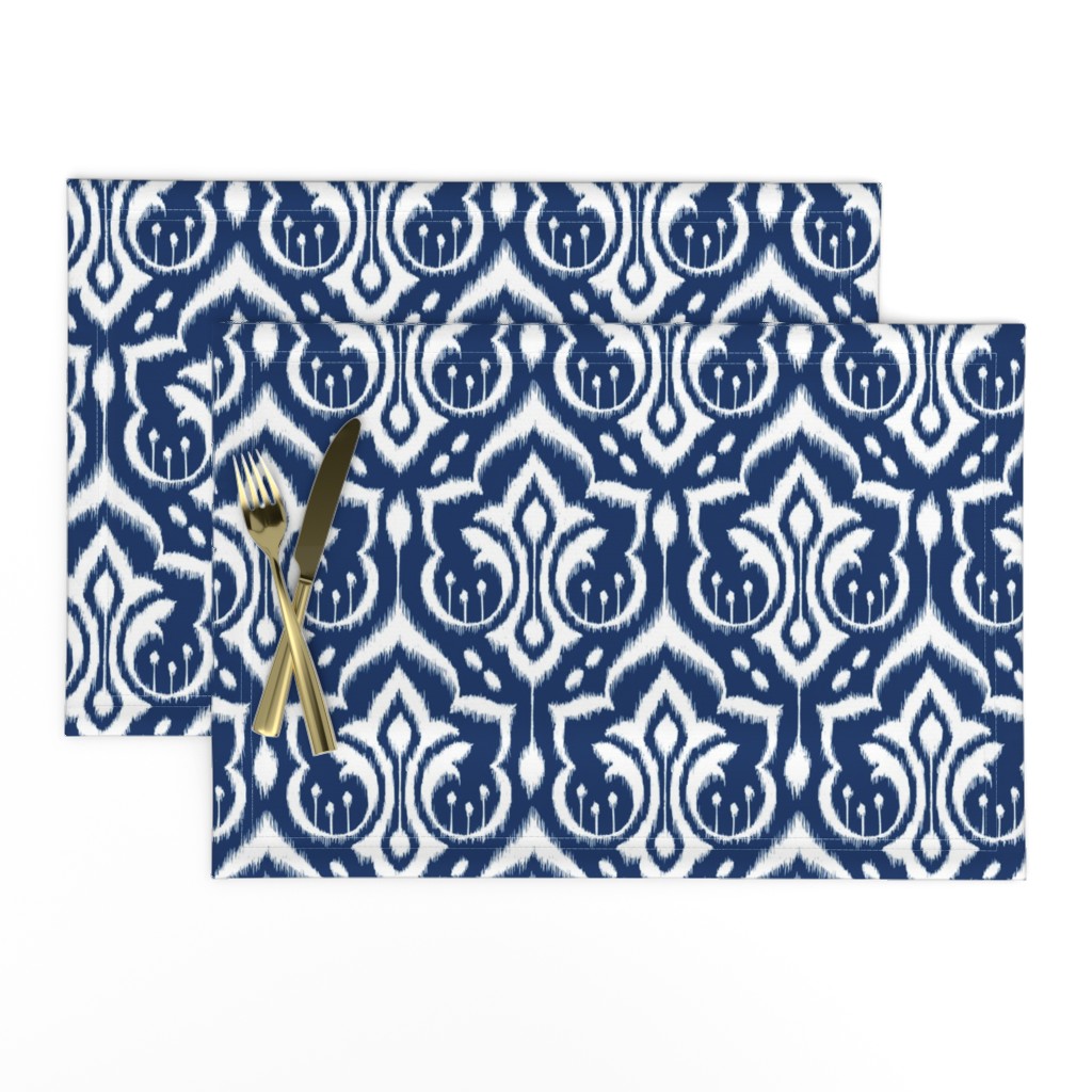 Ikat Damask - Midnight Navy