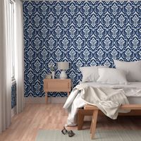 Ikat Damask - Midnight Navy