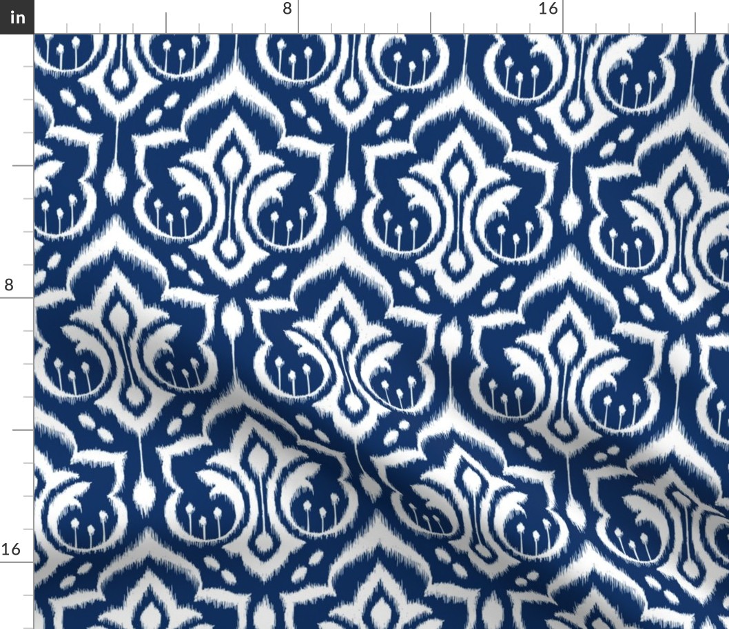 Ikat Damask - Midnight Navy