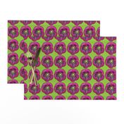 Purple Poppy on Lime Green Background