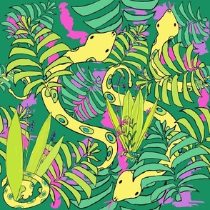 Bohemian Tropical Jungle Snakes in jungle green