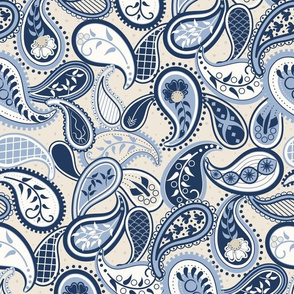 May Paisley: Navy & Chambray Modern Paisley