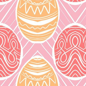 pastel pysanky in peach and coral