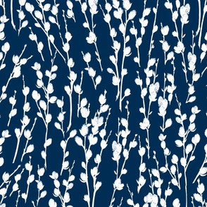 Pussywillow Silhouettes | Midnight Blue + White