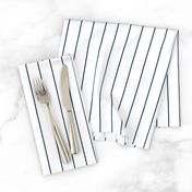 Navy pinstripe on white