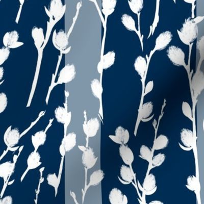 Pussywillow Silhouettes | Midnight Blue + White | Stripes