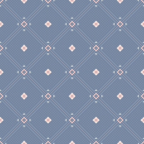 April Bandana: Dusty Blue & Rose Gold Geometric Bandana