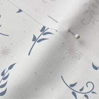 Spring FlingScattered Leaves: Dusty Blue Botanical Floral