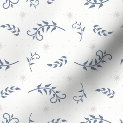 Spring FlingScattered Leaves: Dusty Blue Botanical Floral