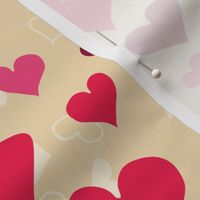 Hand-drawn Hearts on Tan Background