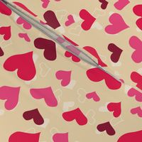 Hand-drawn Hearts on Tan Background