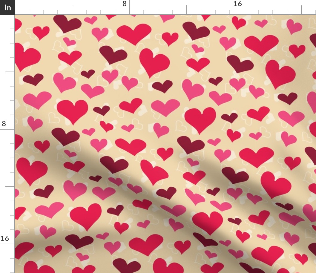 Hand-drawn Hearts on Tan Background