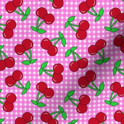 Rockabilly Pink + White Gingham & Cherries