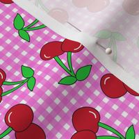 Rockabilly Pink + White Gingham & Cherries
