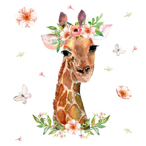 27"x36" Floral Giraffe 2 per 1 yard of minky