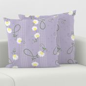 June  Floral Stripe: Violet & White Scattered Flowers 