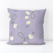 June  Floral Stripe: Violet & White Scattered Flowers 