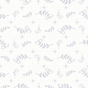 Spring Fling Scattered Leaves: Violet Purple & White Botanical Floral