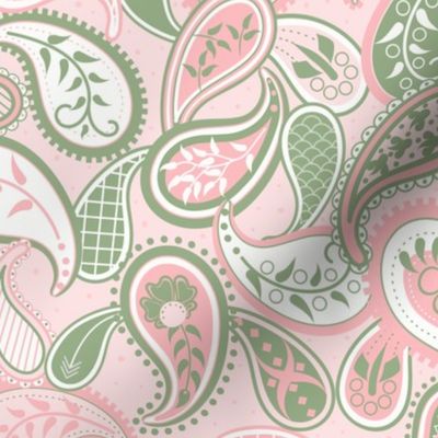May Paisley: Millennial Pink & Green Modern Paisley