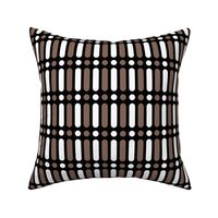 Medium White and Taupe Brown Vertical Dot Dash on Black