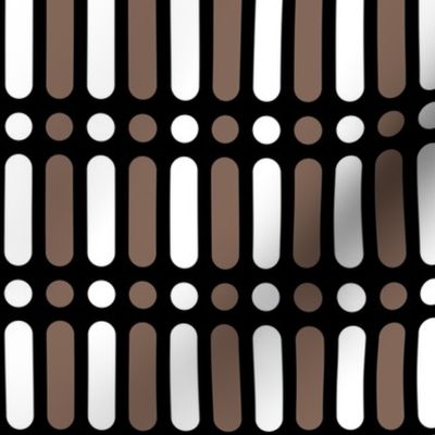 Medium White and Taupe Brown Vertical Dot Dash on Black