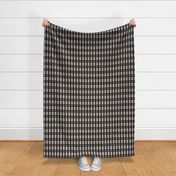 Medium White and Taupe Brown Vertical Dot Dash on Black