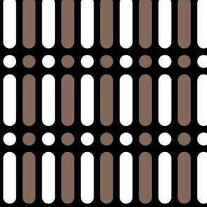 Medium White and Taupe Brown Vertical Dot Dash on Black