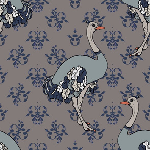 Ostriches on Parade - Blue