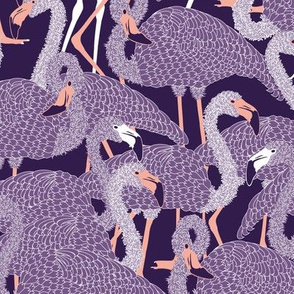 Island Flamingos on Violet - Large