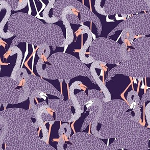 Island Flamingos on Violet - Medium