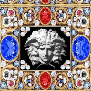 medusa baroque Victorian pearls jewels gems pearls flowers floral ruby renaissance blue red white brown frames neoclassical sapphire rococo yellow   inspired 