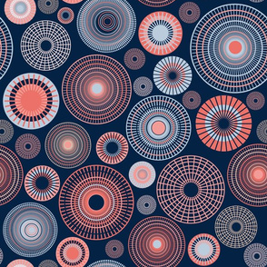 concentric circles dark blue and coral