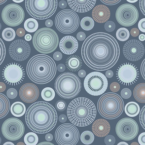 concentric circles gray and blue 