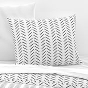 black and white inky vertical herringbone | large scale