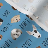 adopt don't shop fabric - pet adoption fabric, adopt a dog, adopt a cat, cat, fabric, dog fabric - blue