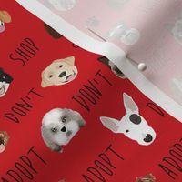 adopt don't shop fabric - pet adoption fabric, adopt a dog, adopt a cat, cat, fabric, dog fabric - red