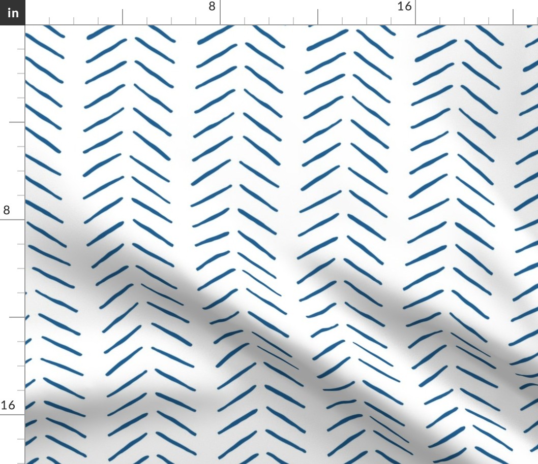 navy blue inky vertical herringbone | large scale