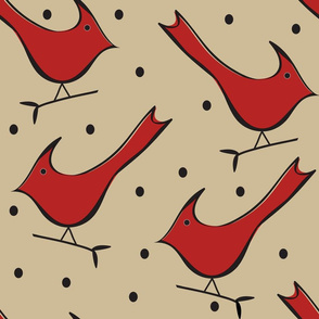 Cardinals with Dots - on Soybean Tan