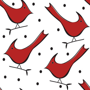 Cardinals with Dots - on White 