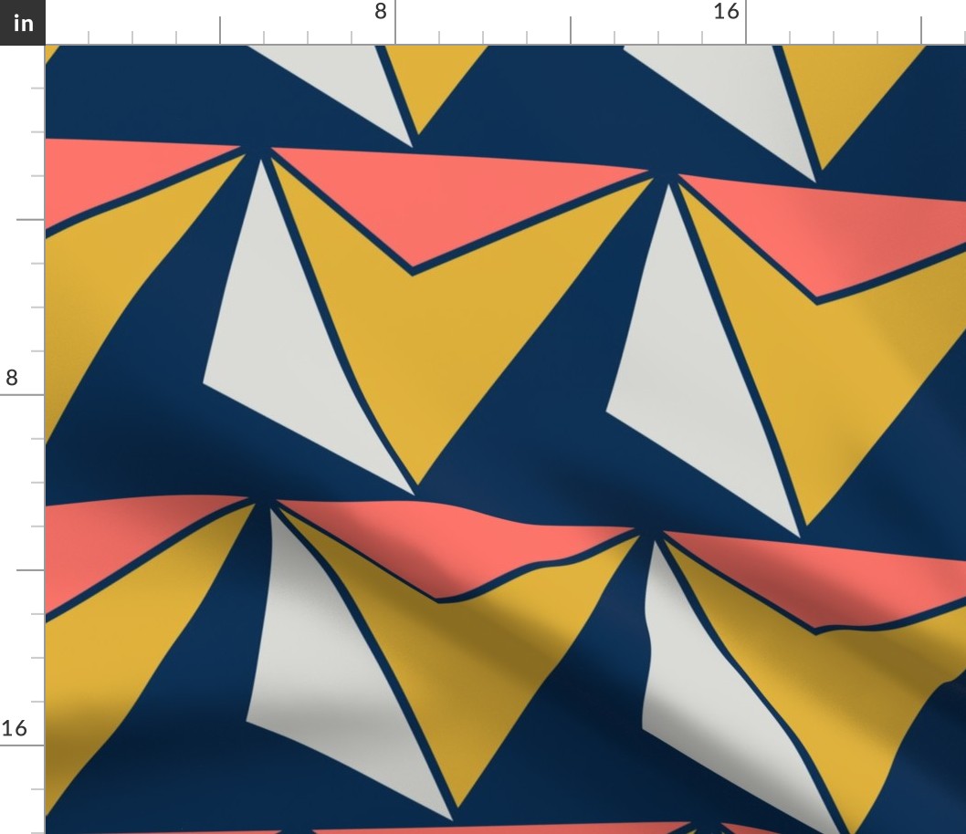 (Seamless) Geodesic Dome Chevron (Blue) - 2019 Pantone Living Coral