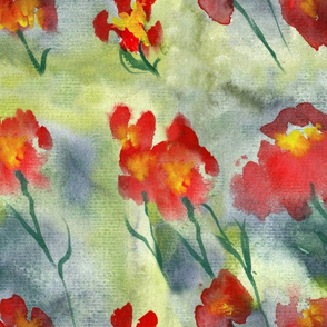 abstract watercolor poppies